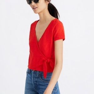 Madewell Texture & Thread Wrap-Tie Top
